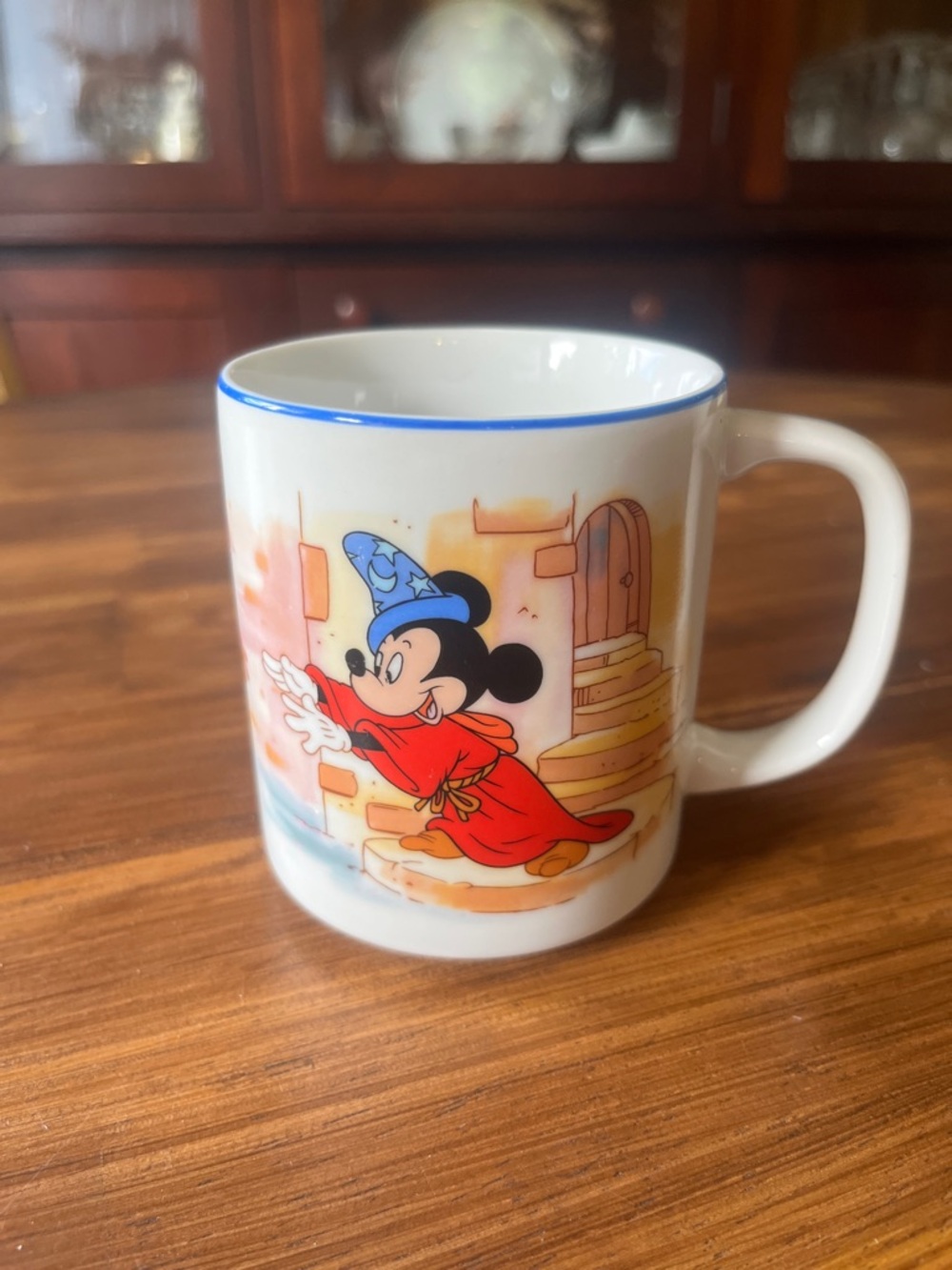 Vintage Disney Mickey Mouse Sorcerer Ceramic Mug - Blue & Red